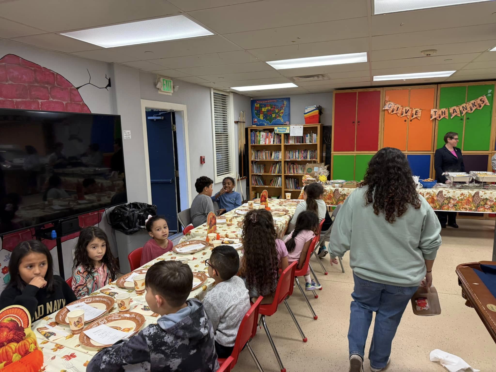 Children participating in a Youth Bureau Thanksgiving program